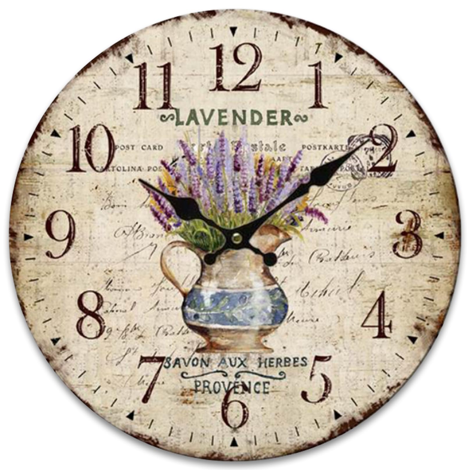 Horloge vintage avec mouvement silencieux pour décoration murale de chambre