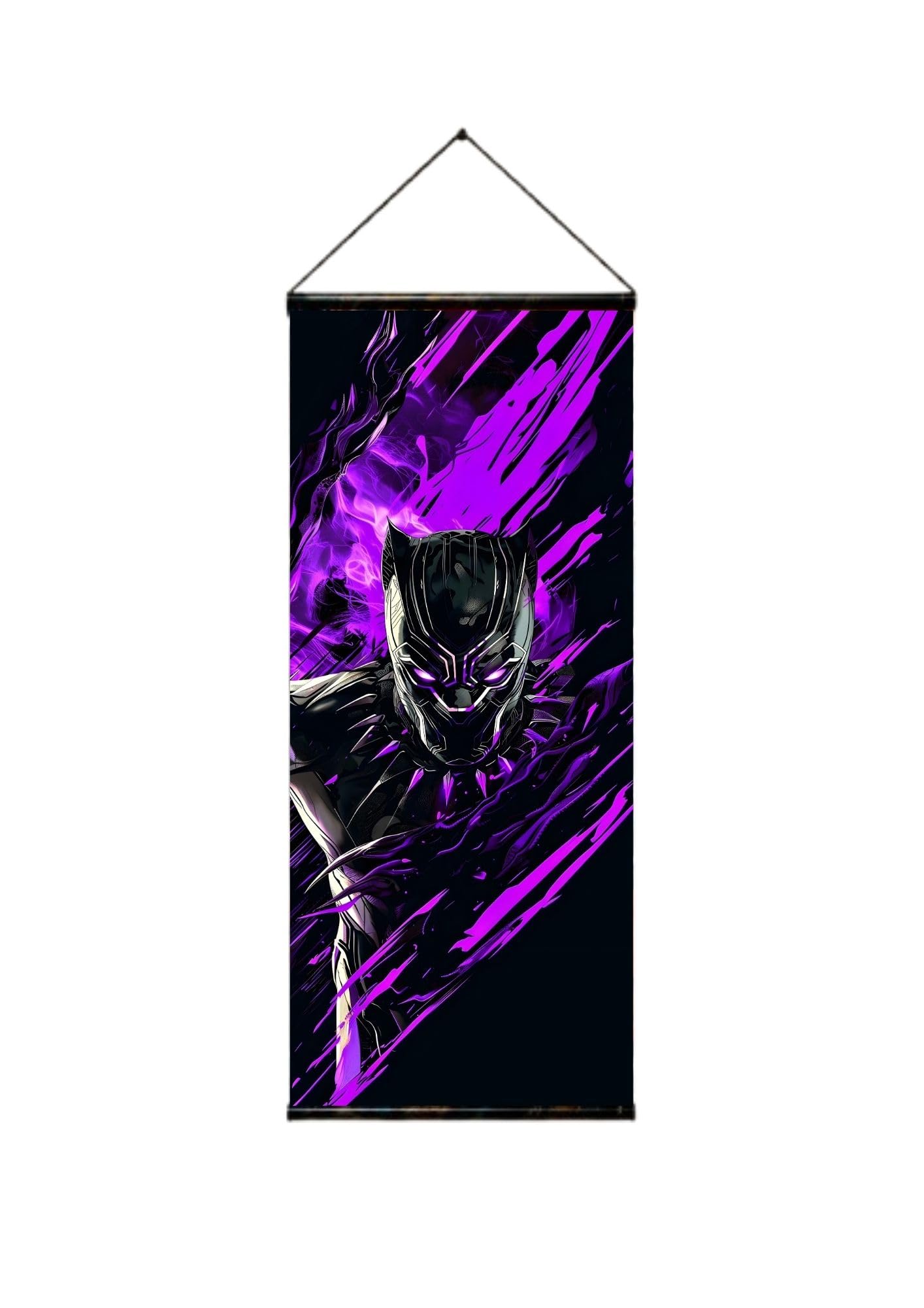 BORN CHEF Black Panther Wall Hanging Scroll, Purple and Black, Superhero Theme, Room Decor-image-35