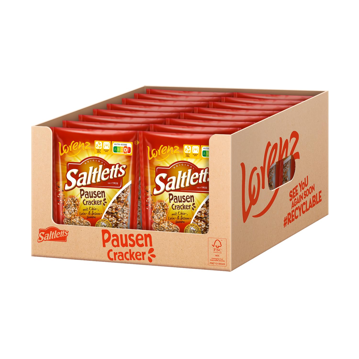 LORENZ Saltletts Pausen Cracker 16 x 100 g vegan