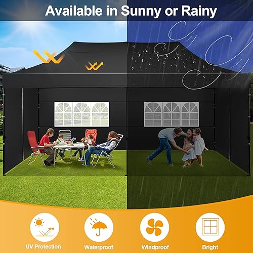 Miniatura 195 de COBIZI - Toldo desplegable de 10 x 10 pies, 4 paredes laterales, FPU 50+ para todo el año, resistente al viento, impermeable, uso comercial, Gris