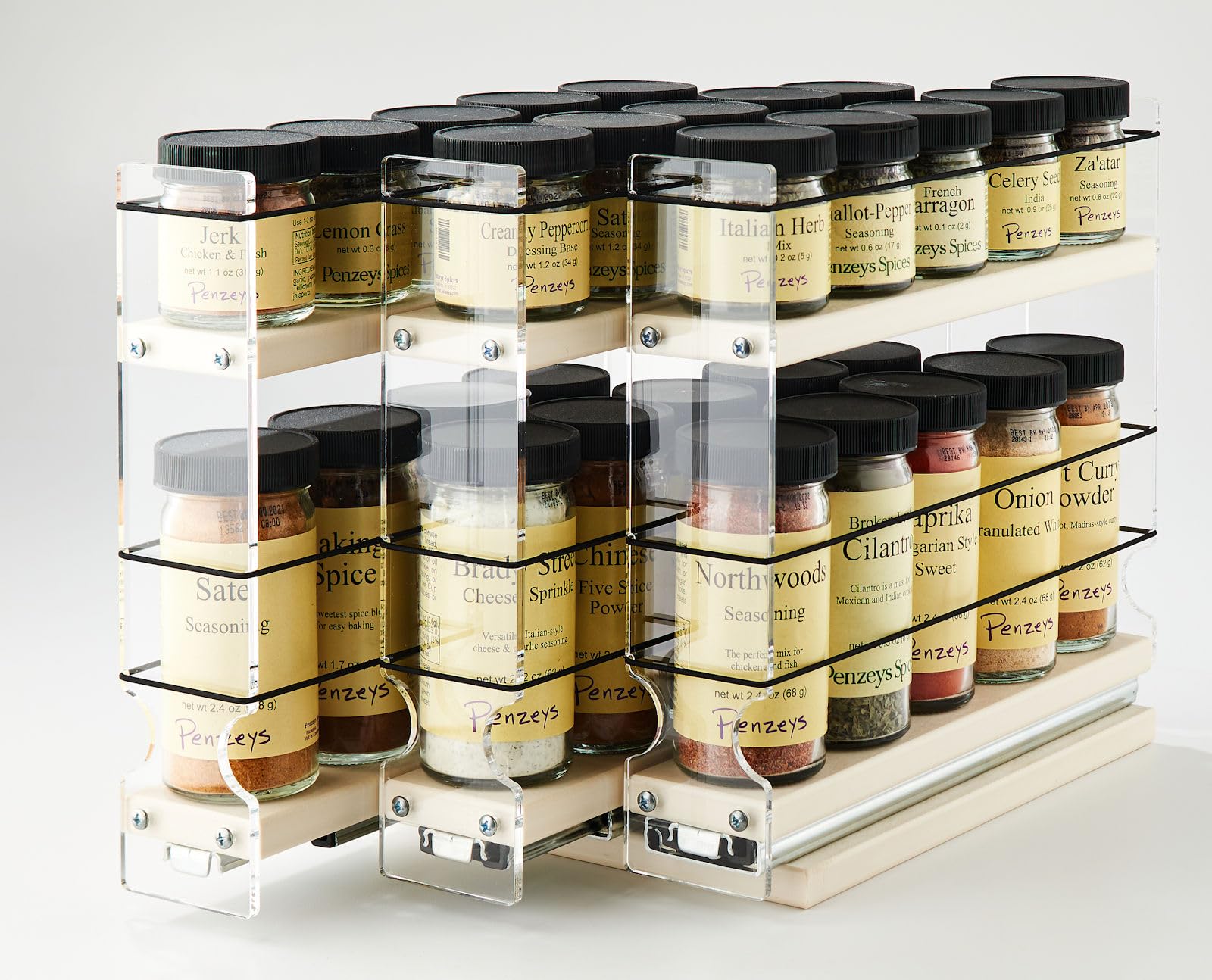 Vertical Spice - Gewürzregal für Schrank – 3 Schubladen, groß und 1/2 groß – ausziehbare Regale für Speisekammer-Organisation – Gewürzaufbewahrung – 17,5 cm B x 27,7 cm H x 26,9 cm T