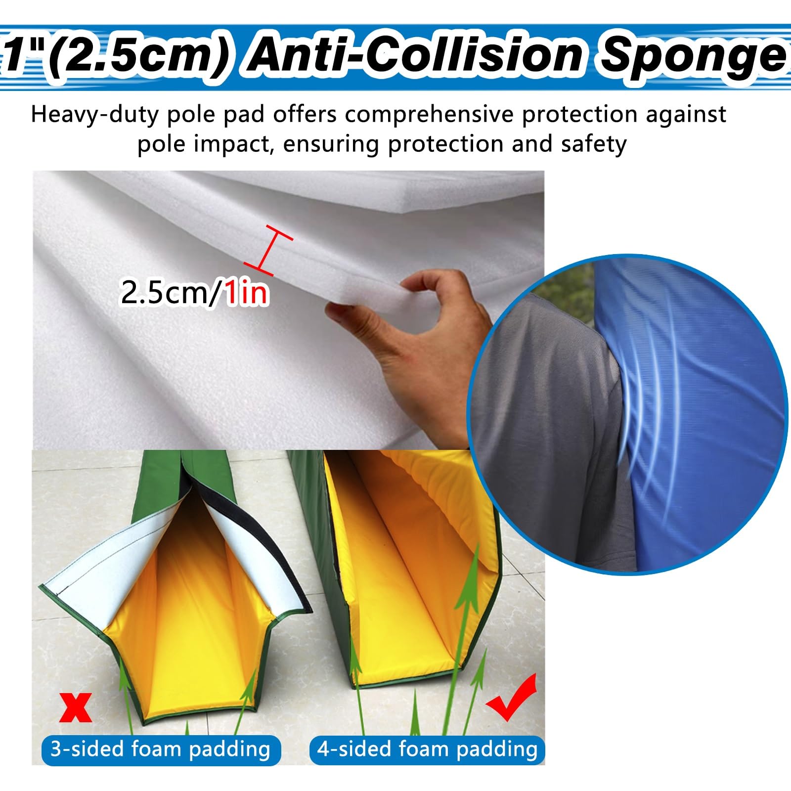 Protector para Poste de Baloncesto, 180 cm de Largo, Acolchado para Postes de sótano, Almohadilla de Espuma autoadhesiva para Postes metálicos Cuadrados, Protector de aro de Baloncesto, cojí