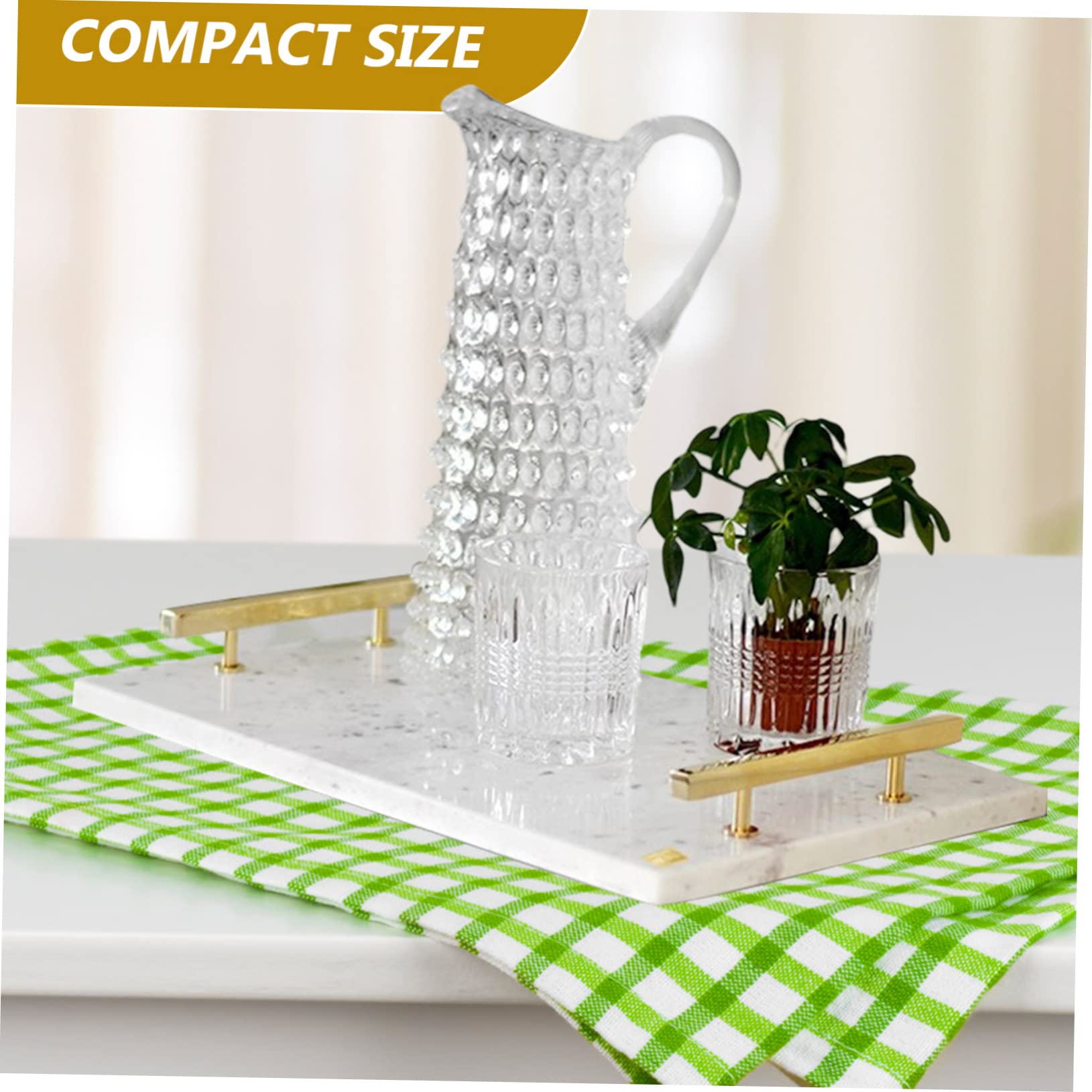 SOIMISS Plateau de Service Rectangulaire en Marbre Blanc 30x20 Cm
