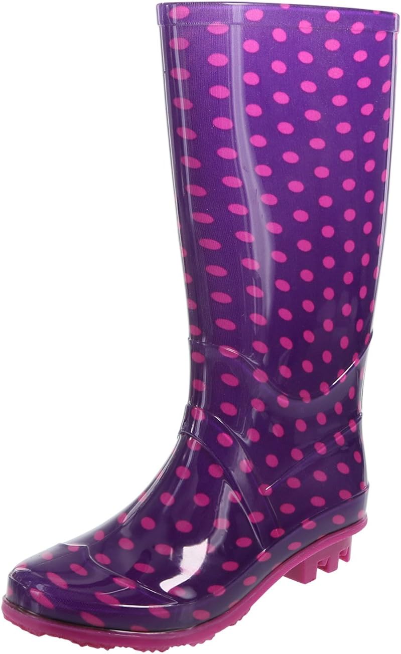 Purple Pinkdots Girls' Rain Boot 6 Regular