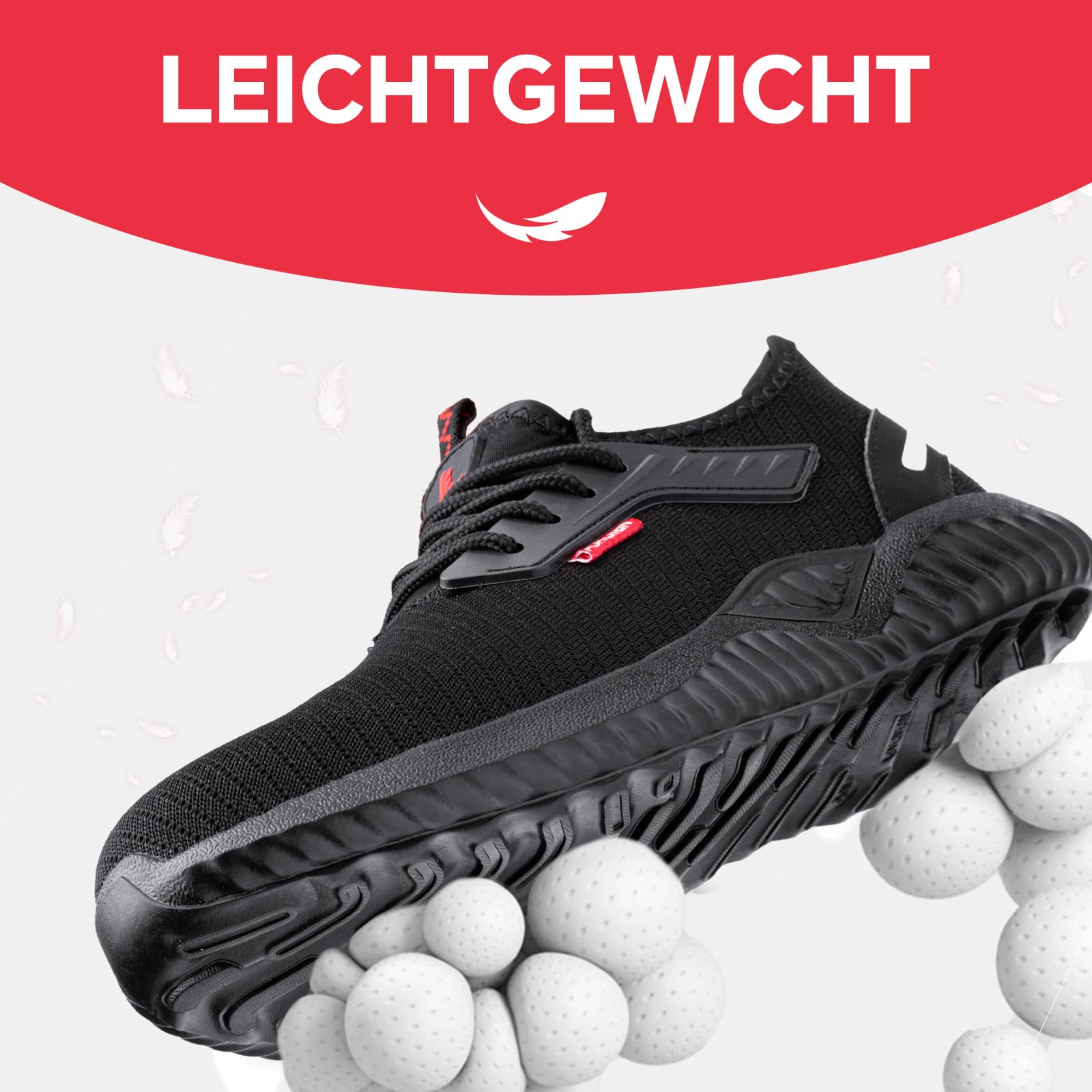Furuian Zapatos de seguridad para hombre, ligeros, antideslizantes, con puntera de acero, transpirables, deportivos