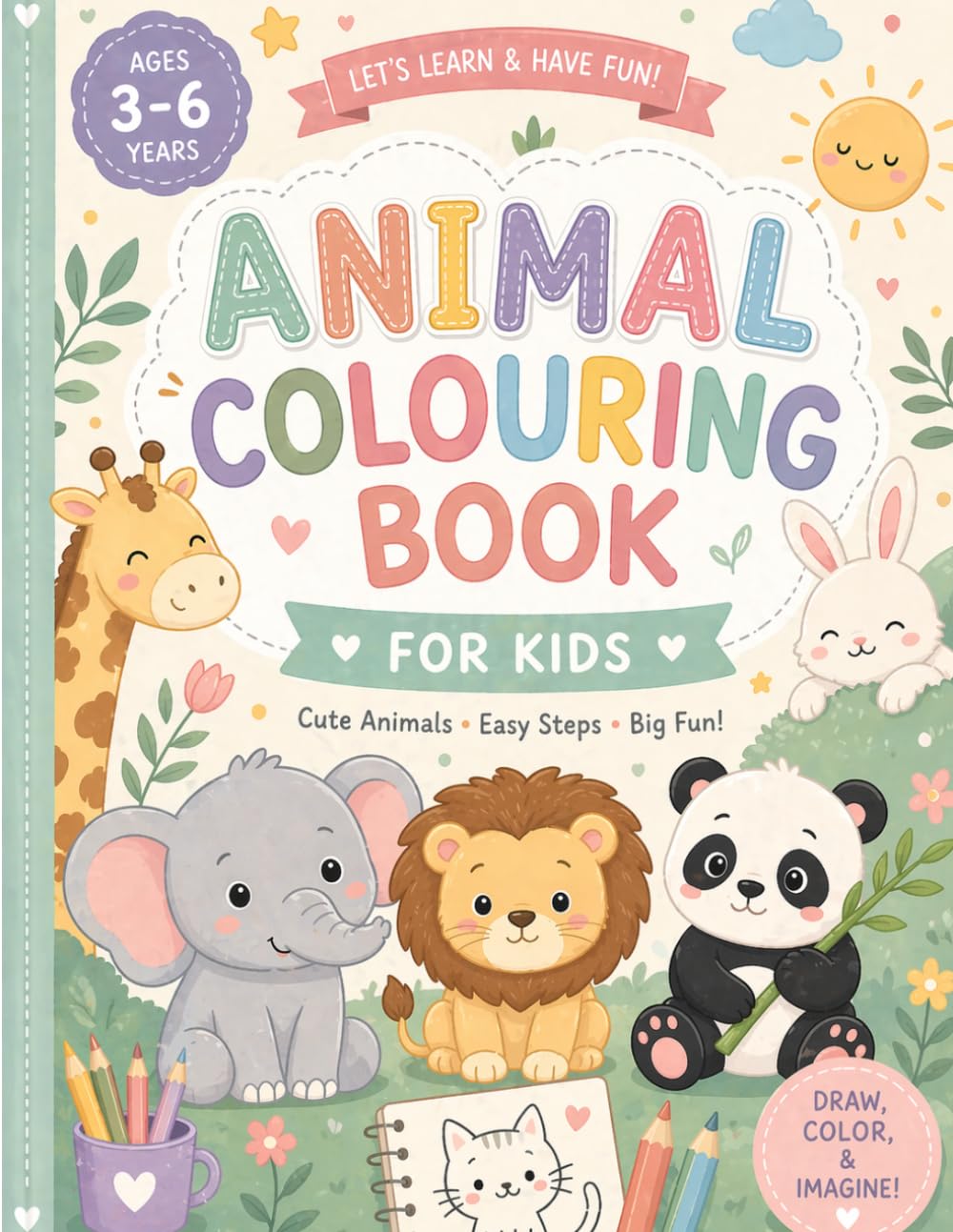 ANIMAL COLOURING BOOK FOR KIDS: LET'S LEARN & HAVE FUN