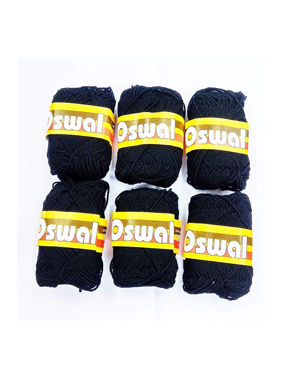 MK Oswal Wool Ball Knitting Yarn, Crochet Yarn, Craft Wool Black Color Woolen Pack of - (6)