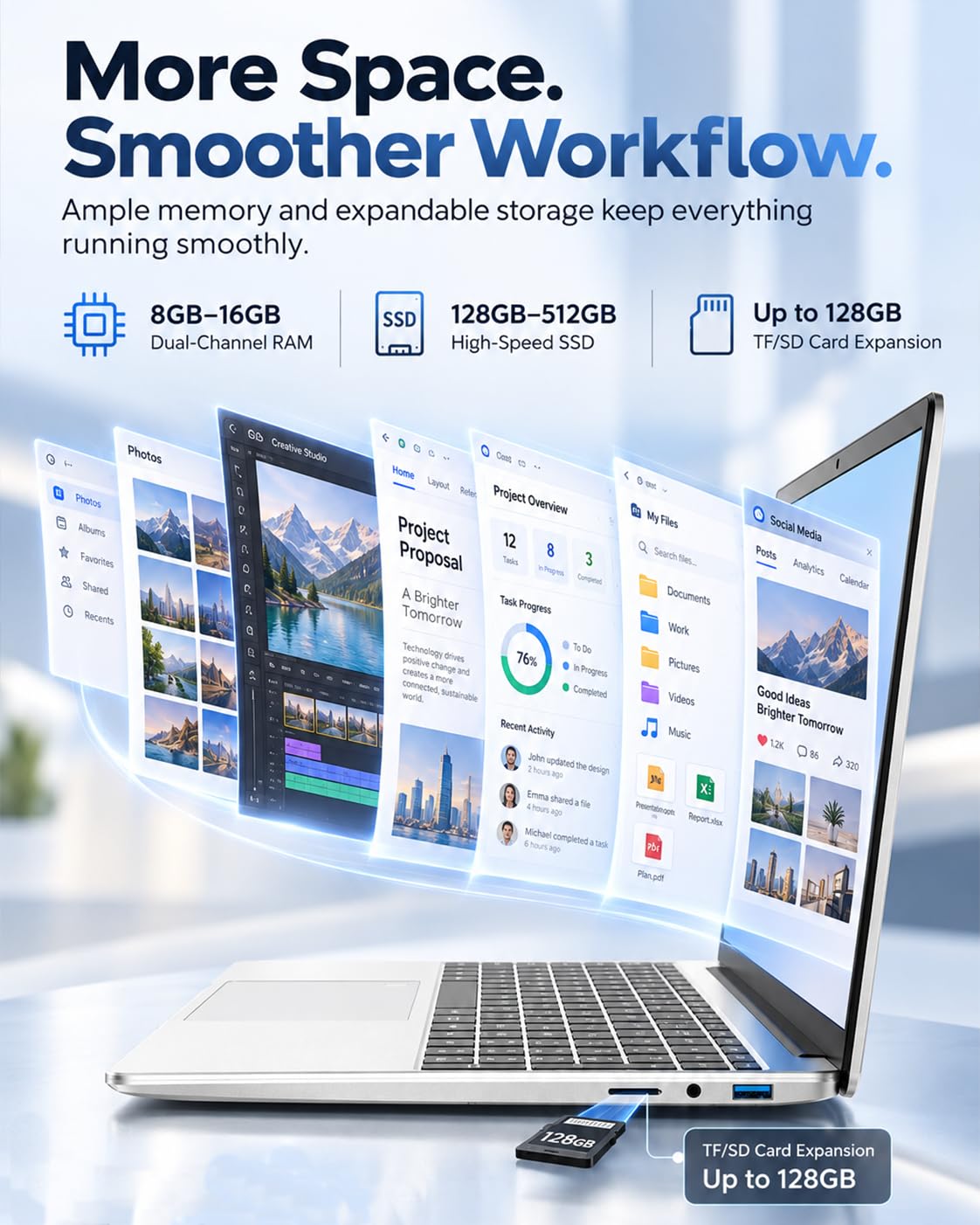Computer portatile FHD da 15,6 pollici, Core i3-6100U, 8 GB 256 GB