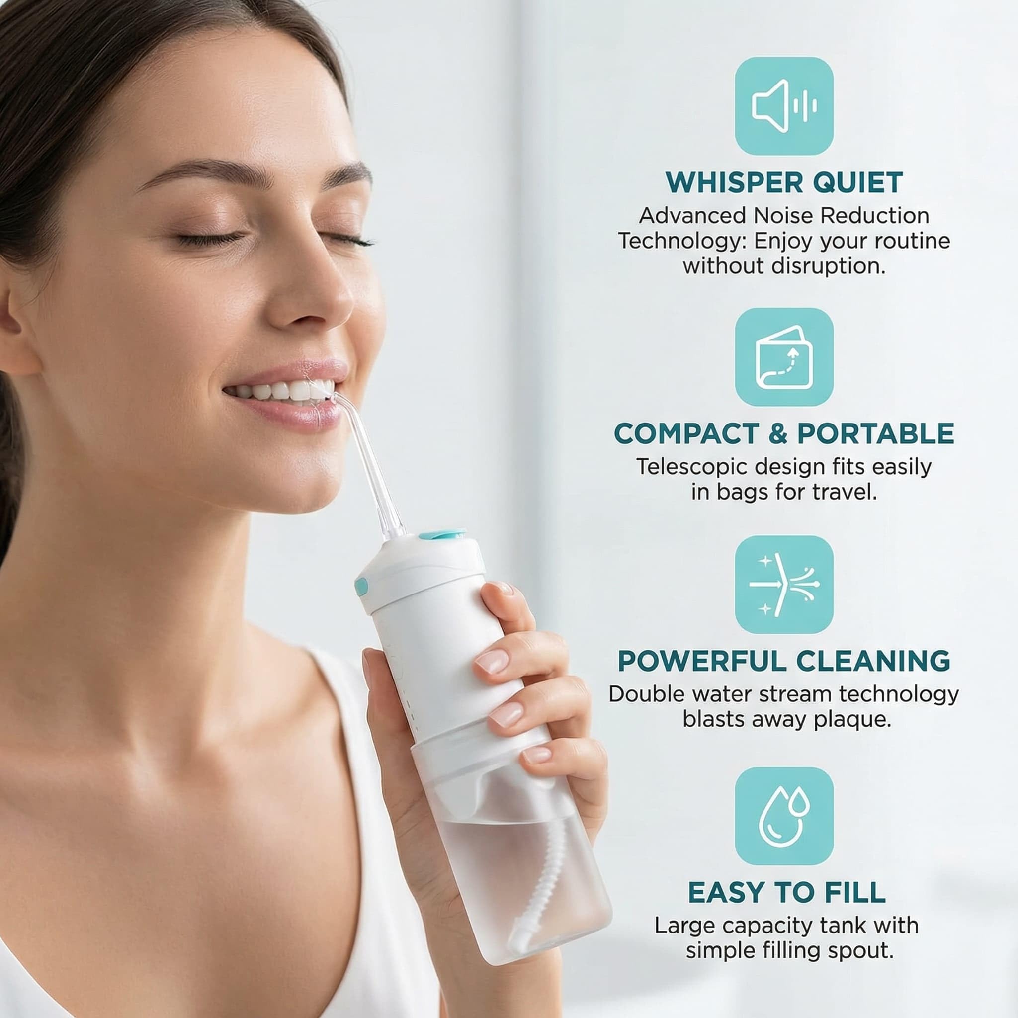Hydropulseur de voyage sans fil, irrigateur buccal portable pour appareils