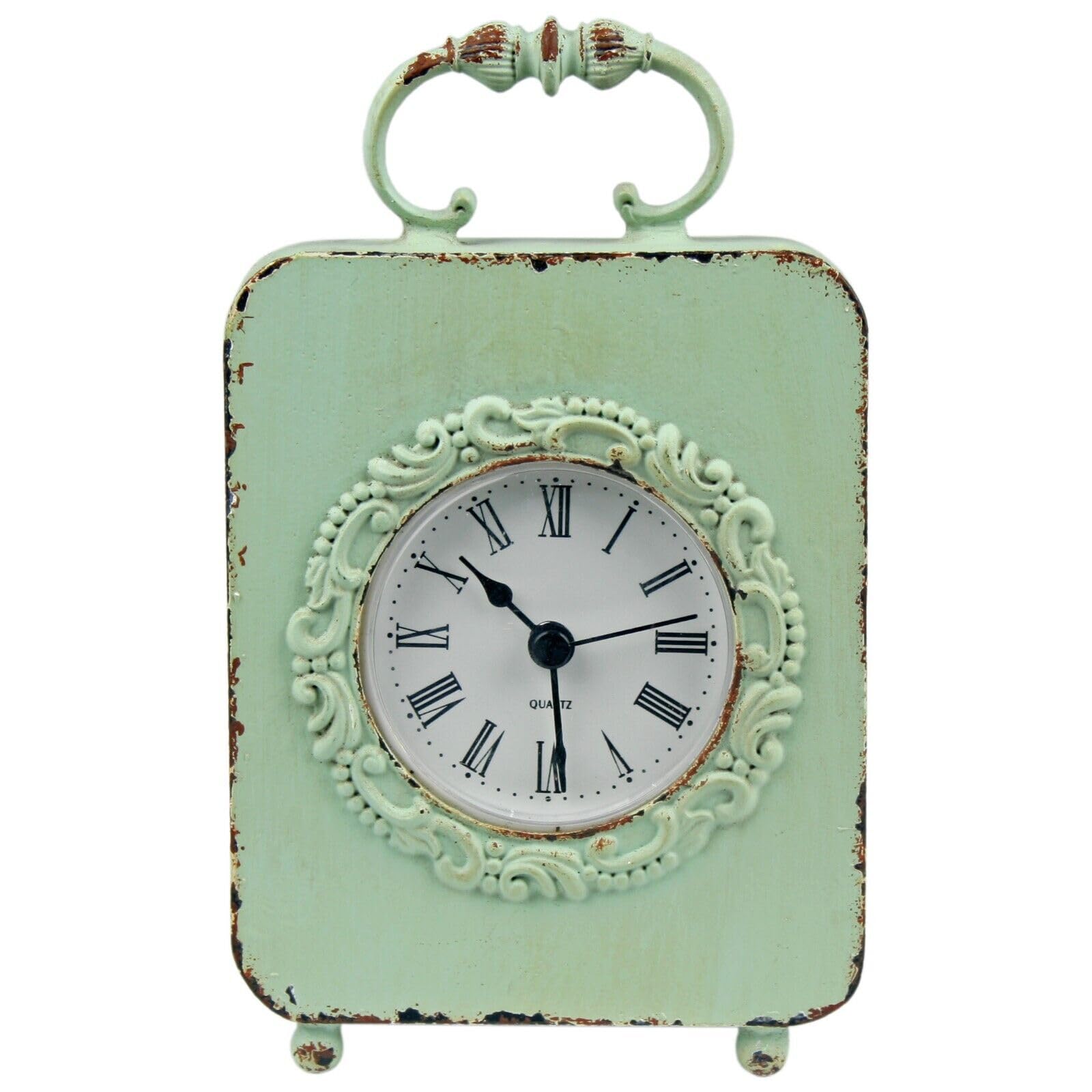 Fyne-Finds Small Metal Analogue Duck Egg Carriage Table Mantle Clock Feminine Women Gift Home Decor