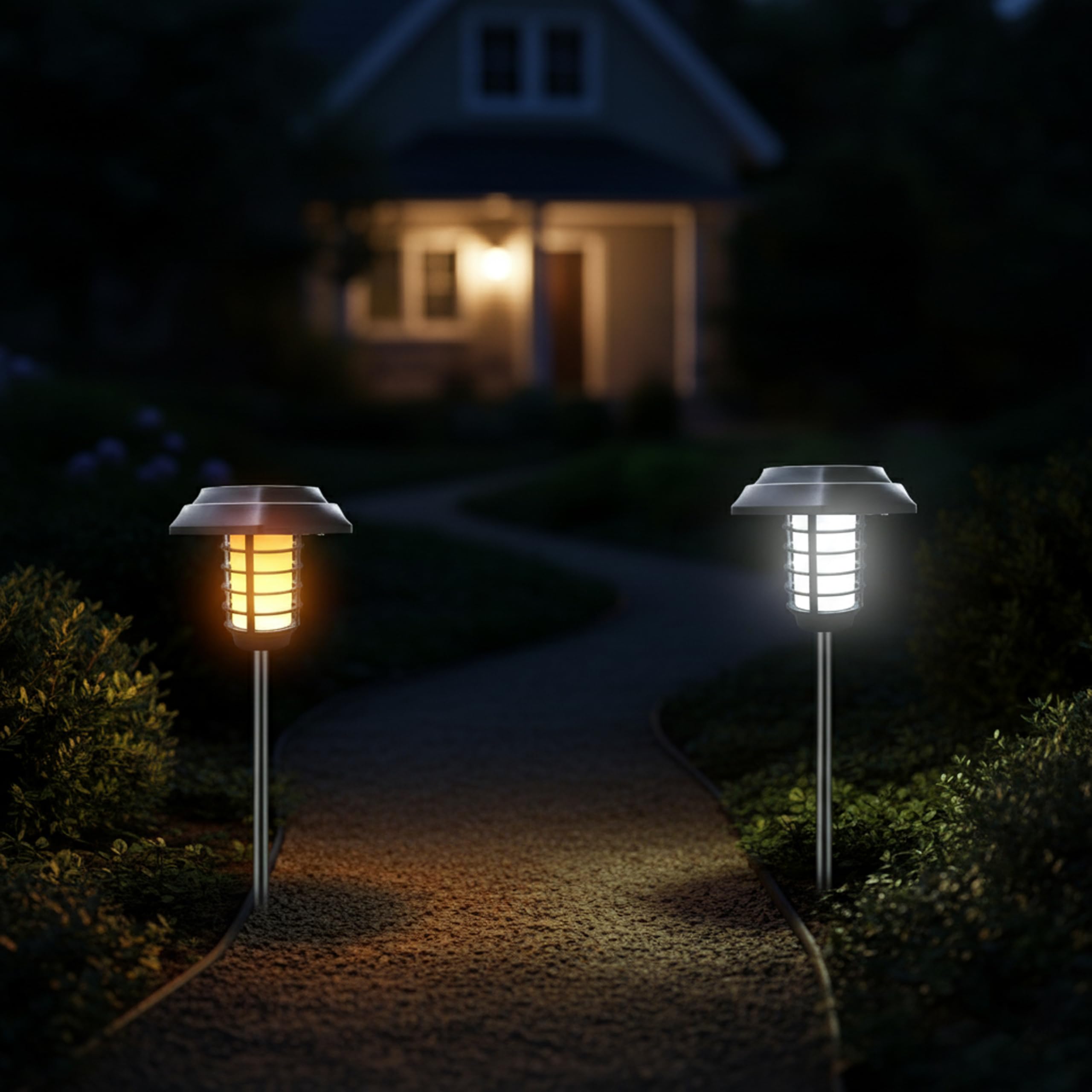 Homehop Solar Light Outdoor Garden 48LED Waterproof Flickering Flame Decorative Lamp for Garden, Pathway, Gates, Lawn, and Home Decor (ABS, Pack of 2)