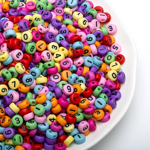Miniatura 4 de 1000 cuentas acrílicas de números del 0 a 9 cuentas redondas mixtas de 0.16 x 0.27 pulgadas para hacer joyas, pulseras, collares, llaveros