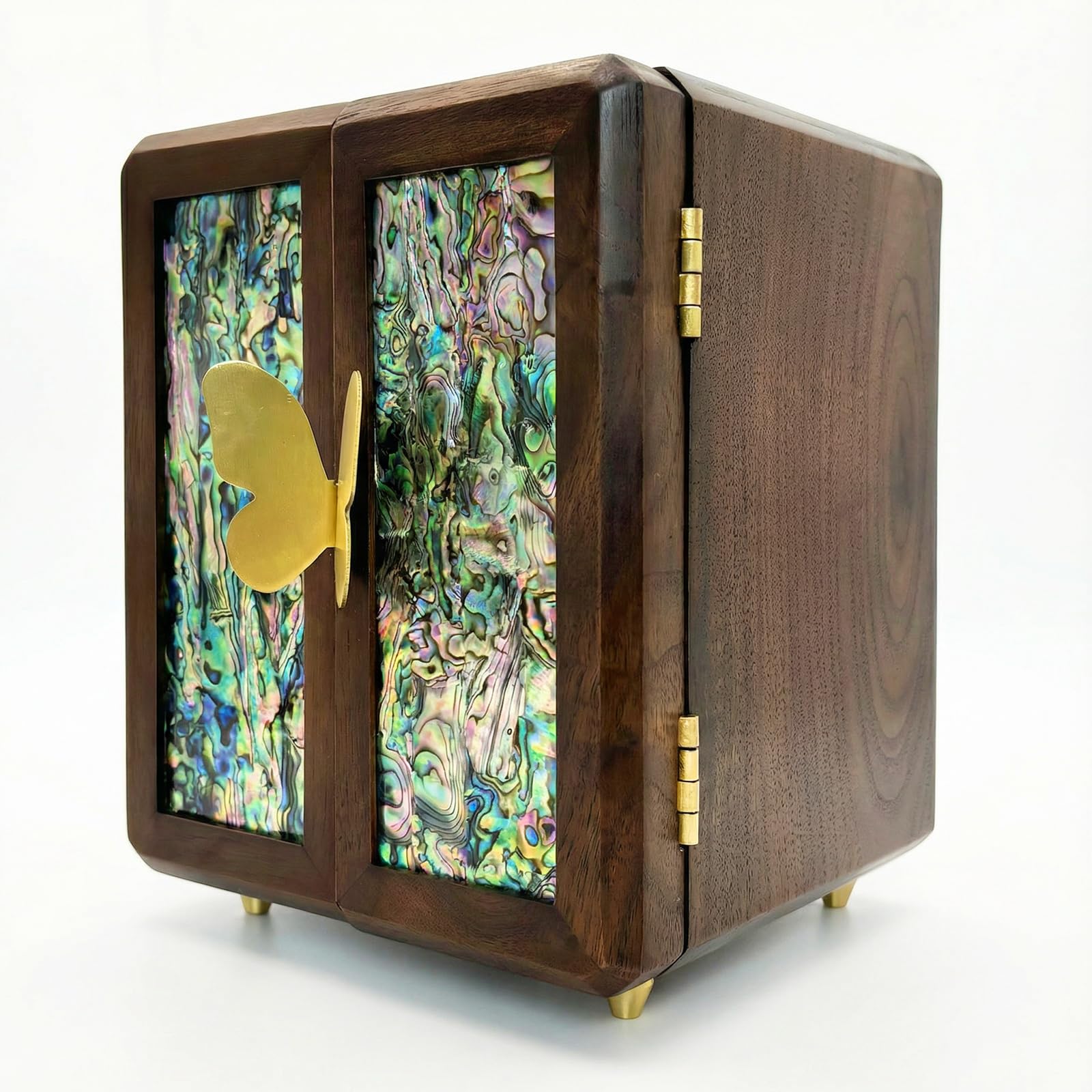 Boîte à bijoux en noyer anti-rayures avec fermeture magnétique