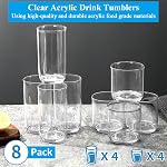Berglander Ensemble de verres à boire 8, PET Verres en plastique transparent Highball 420ml & Ensemble de verres à cocktail whiskey 340ml, Verres pour boissons, bières, jus de fruits, lait