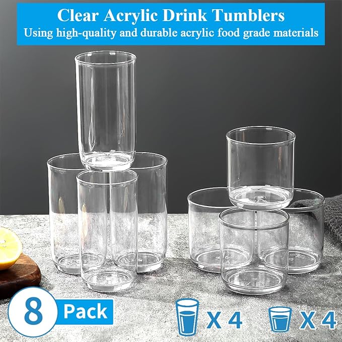 Set de 8 Vasos Berglander de Plástico PET Transparente 14oz y 11.5oz miniatura 3