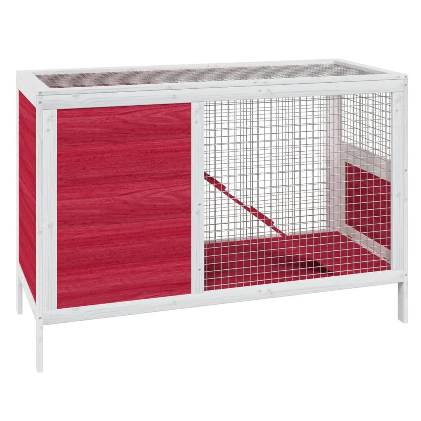 Conejera de Madera Maciza de Pino roja 103x44x69,5 cm, JUDYY Jaula Cobaya, Jaulas para Conejos, Jaula Hamster, Casa Conejo, Casita Conejo, Kid Conejo