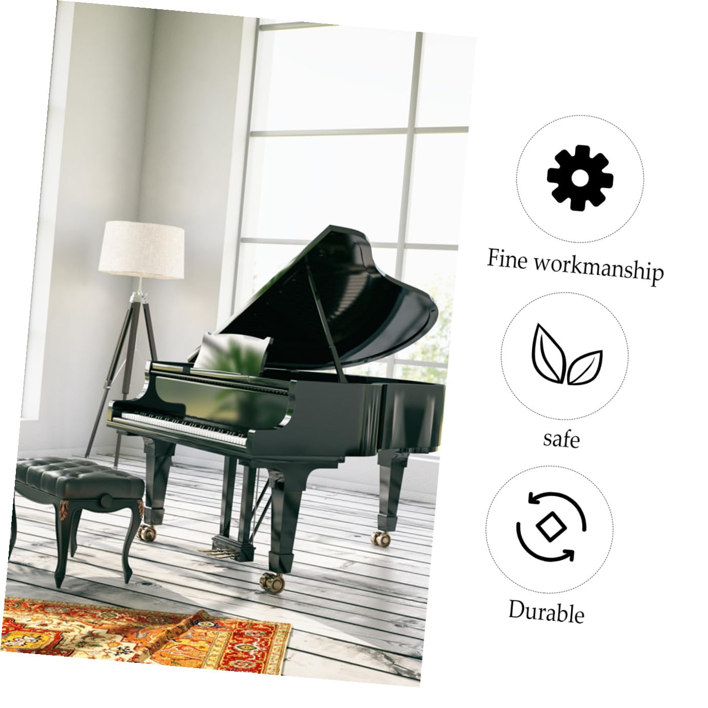 Supporto per Spartiti per Tastiera Elettronica in Abs Nero | Compatto, Privo di Sbavature, per Esercitarsi la Musica, Semplice ed Elegante
