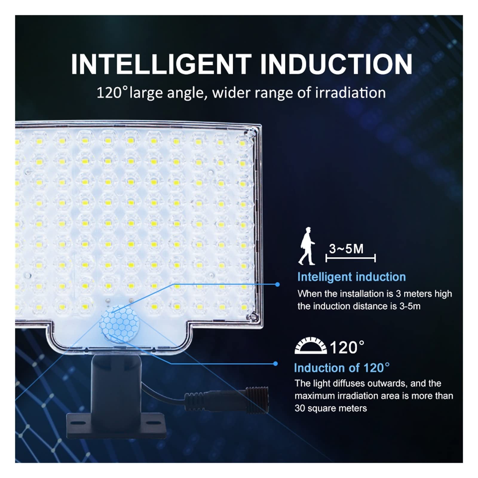Zewnętrzna lampa solarna, 106 LED Solar Street Lights 328 Reflektory LED IP65 Wodoodporny czujnik ruchu Indukcja ludzka Światła bezpieczeństwa powodzi słonecznej 3 tryby(128LED-2PCS)