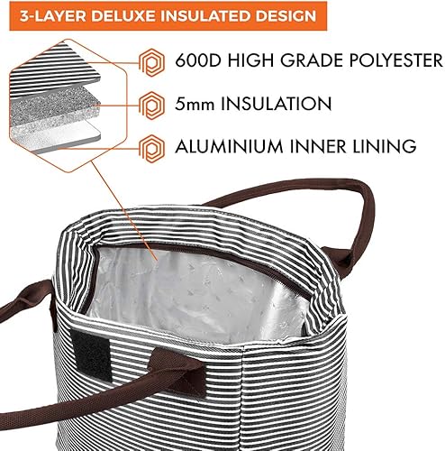 Miniatura 6 de Opux Bolsa de almuerzo con aislante térmico para mujer y niña, bolsa térmica para almuerzo bolsa lonchera hielera reutilizable suave para escuela,