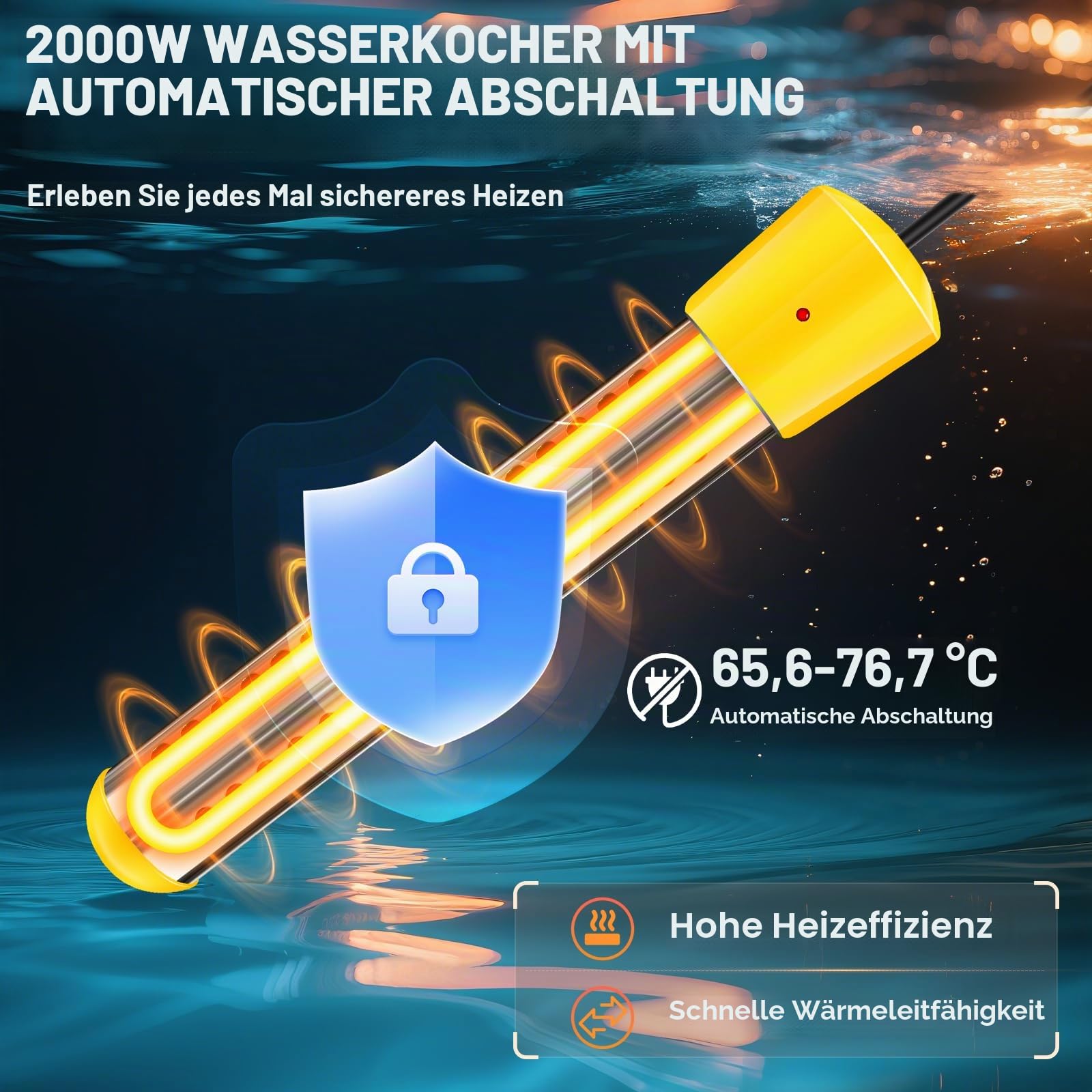 Tragbare Dusche mit Heizung, tragbare Dusche für Camping mit 2000 W Auto-Off-Heizung, 4 Sprühmodi, hält 140 Minuten, LED-Display, tragbare Duschpumpe, Outdoor-Dusche für Camping, Wandern, Reisen, Auto