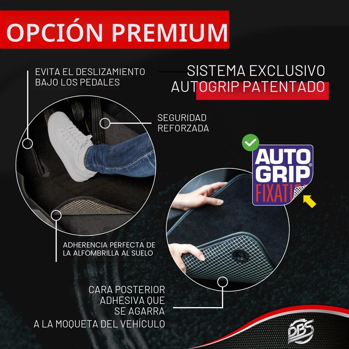 DBS 1763698 Alfombrillas de coche - A medida - Alfombrillas para coche - 3 uds. - Antideslizante - Moqueta en negro 900 g/m² - Aspecto terciopelo - Modelo Star