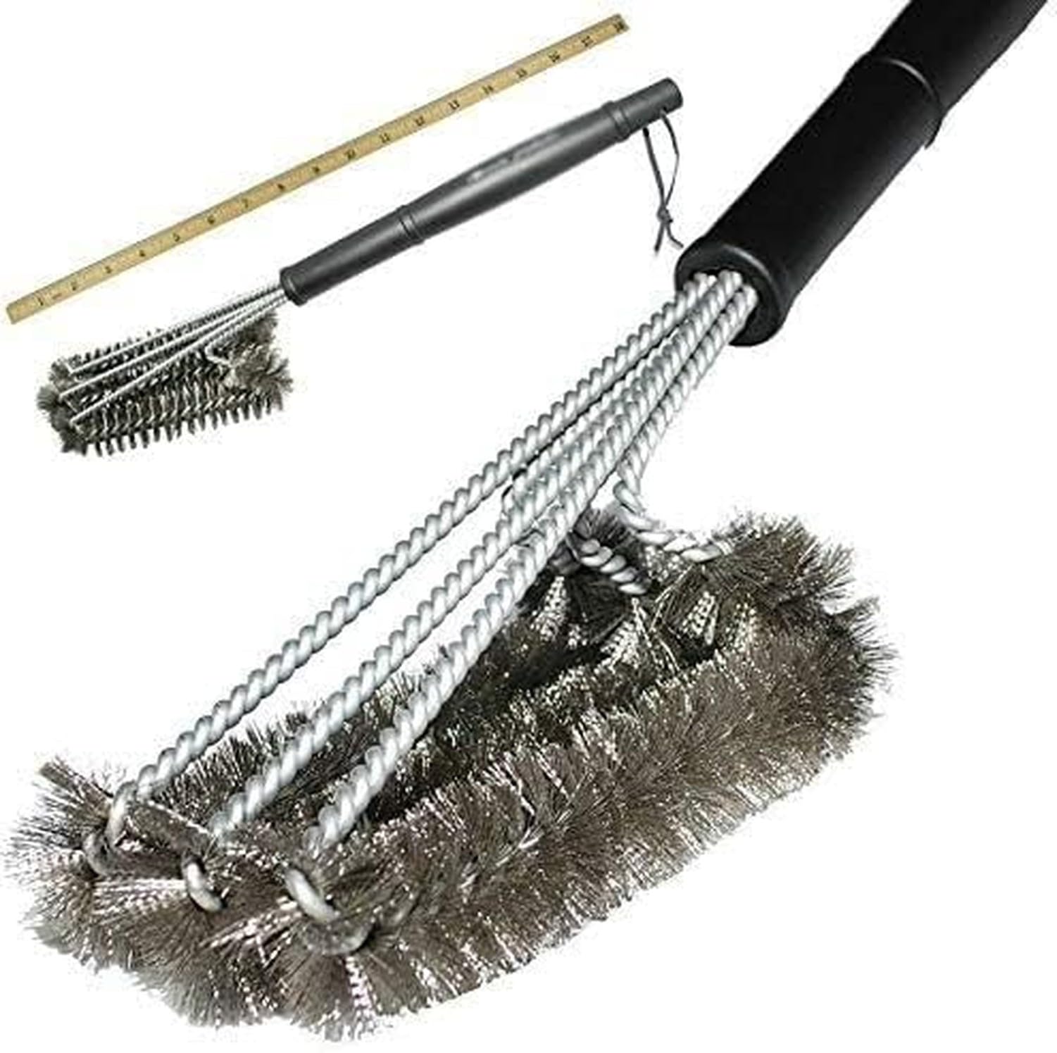 Cepillo limpieza barbacoa 18 Pollici Acciaio Inox, utensile griglia Resistente con setole dure per Rimuovere Grasso e residui carbonizzati, Accessorio Barbecue