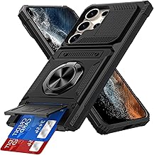 IMEIKONST Coque pour Samsung Galaxy S24 Ultra avec Porte Carte, Protection Caméra & Anneau Magnétique Béquille, Militaire Antichoc Étui Anti-Rayures Housse pour Samsung S24 Ultra. Noir TCKB