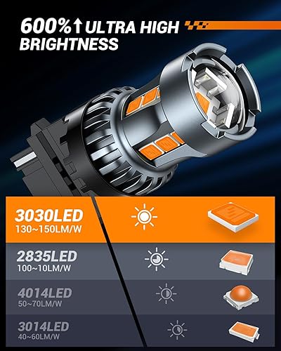 Miniatura 4 de SEALIGHT Bombilla LED 3156 3157, luces intermitentes ámbar, 3056 3457A 4057 4157 bombilla LED con proyector HD y reemplazo de resistencia adicional