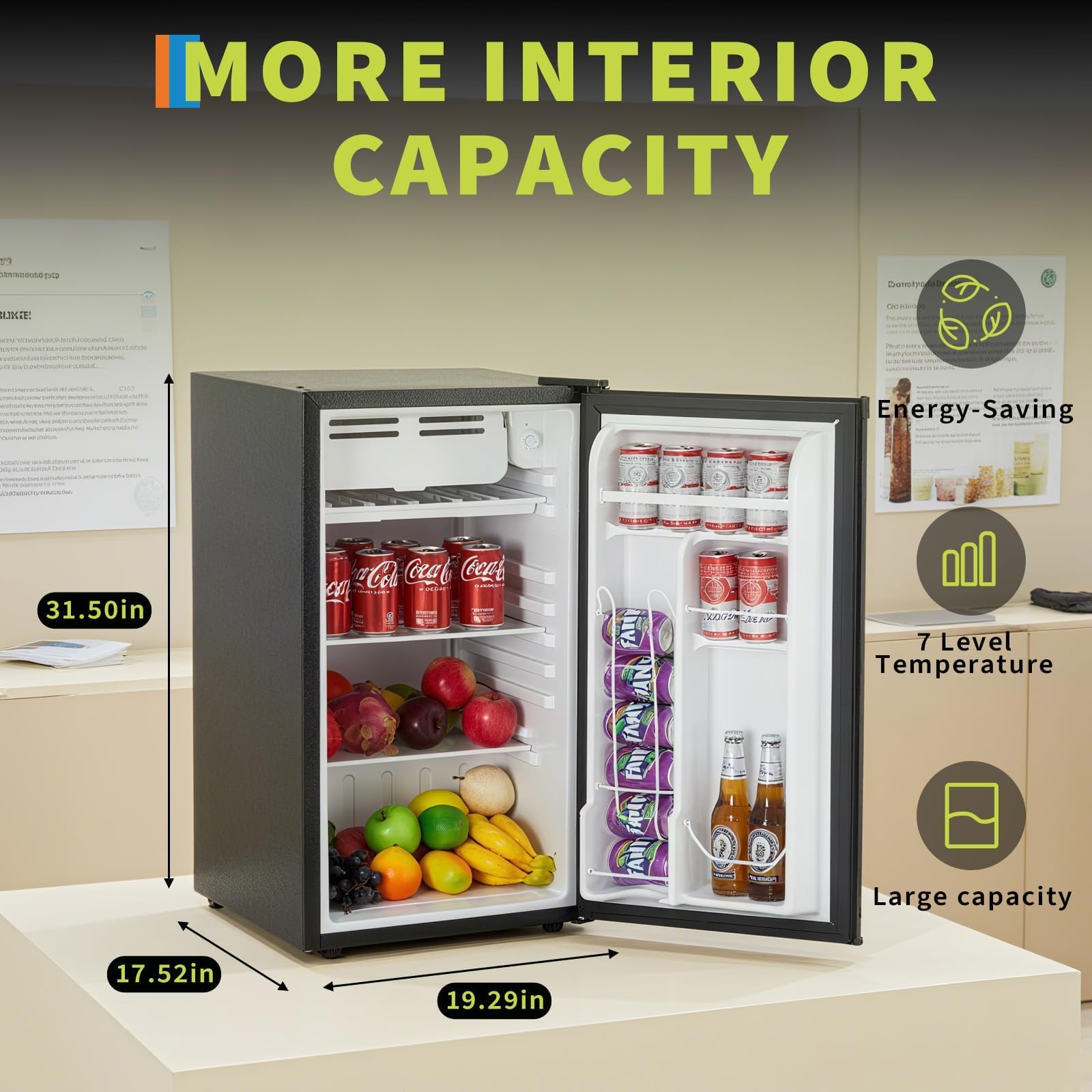 STMHOM 3.2 Cu.Ft Energy-Efficient Compact Refrigerator with Freezer, Quiet Adjustable Thermostat Removable Shelf Reversible Door, College Dorm Mini Fridge Perfect for Dorm, Apartment, Office, Bedroom on Fridge.com