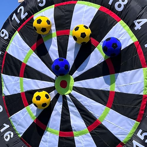 Miniatura 5 de Pelotas de fútbol inflables adhesivas de 8 pulgadas, para dardos inflables, para entrenamiento al aire libre, con bombas de mano, 4 unidades