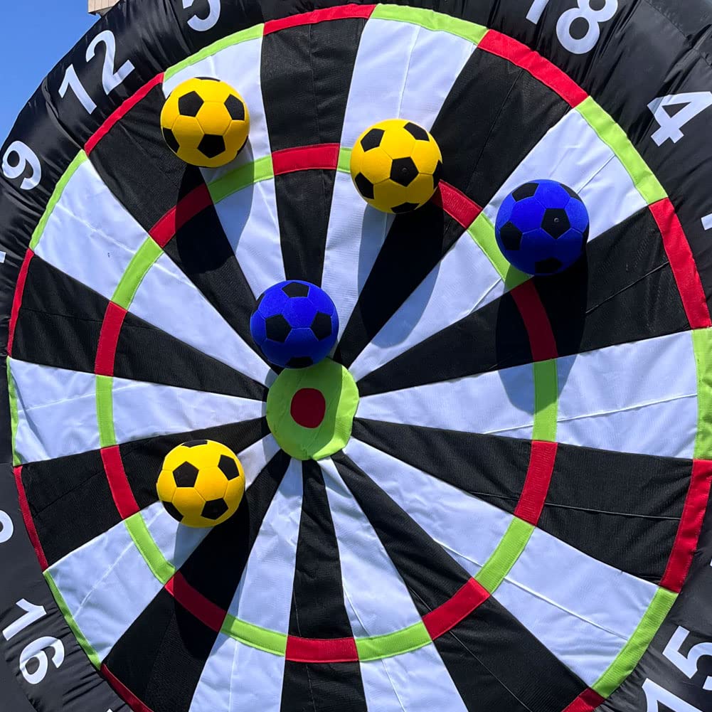 Vinfgoes 4 PCS 8'' Inflatable Sticky Soccer Ball Kick Darts Balls for Inflatable Soccer Dart Board Outdoor Training Felt Soccer with Hand Pumps