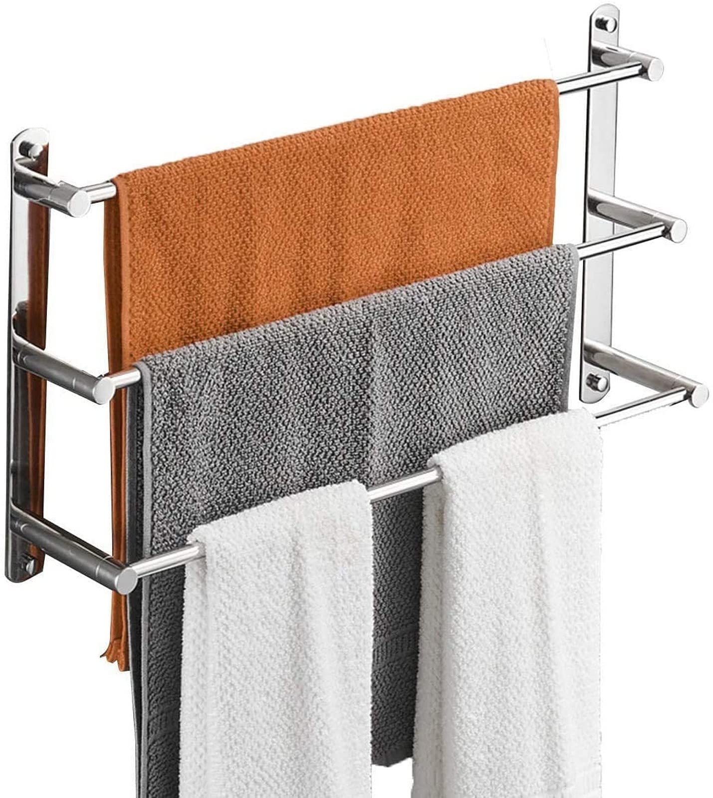 GONMDOPY Towel Rail,Towel Rack Stainless Steel Wall Mounted Towel 3-Tier Bathroom Towel Kitchen Towel Racks Unit/60Cm
