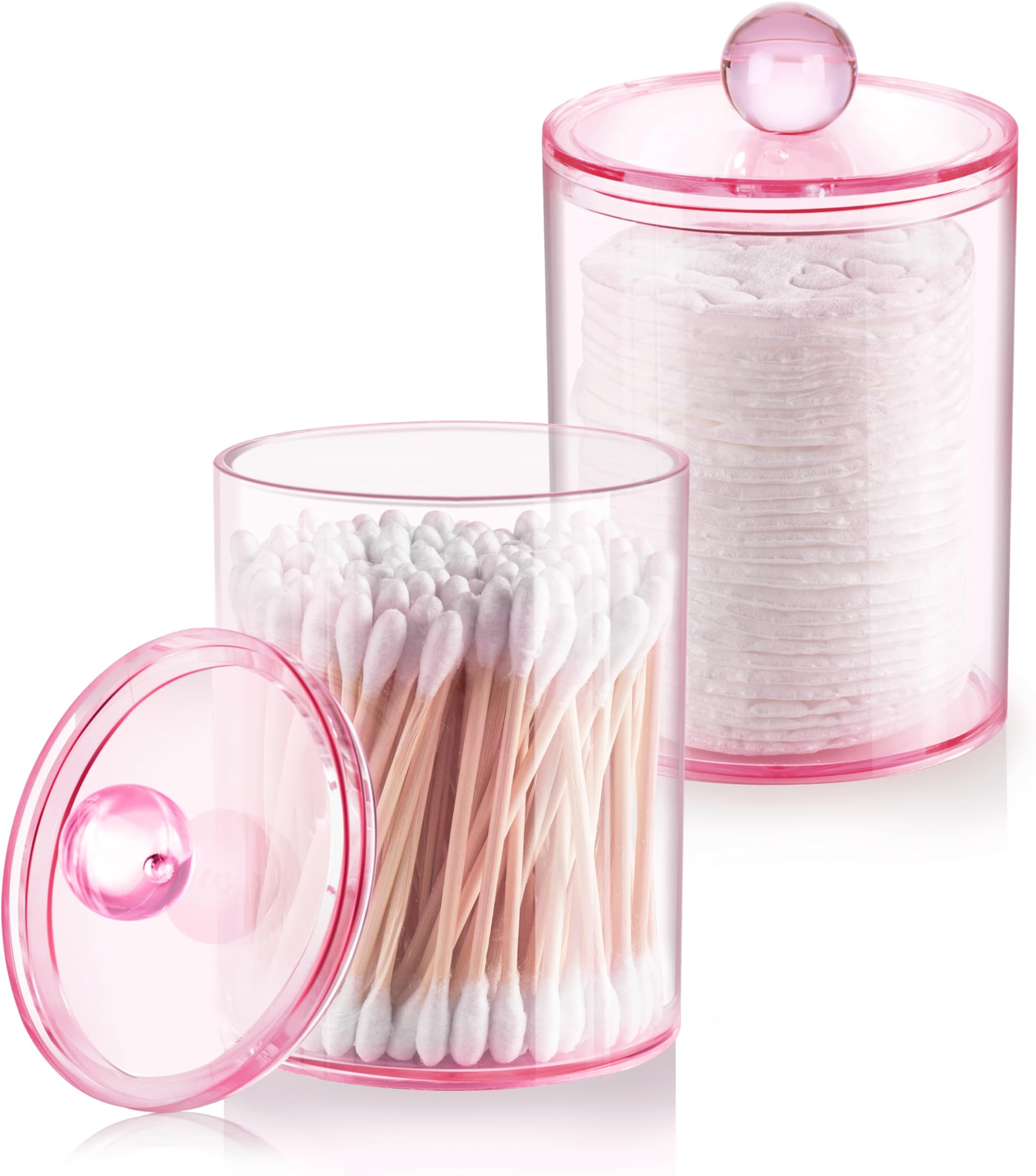 Amazon.com: Tbestmax Pink Qtips Dispenser Bathroom Container, 10/12 oz ...