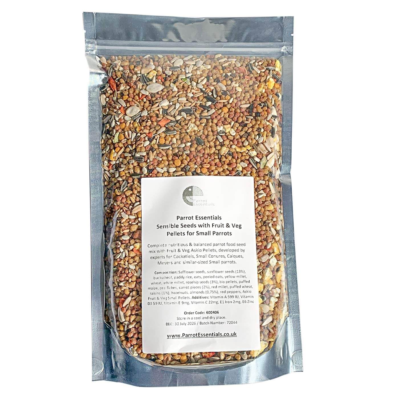Sensible Seeds Parrot Food with Fruit & Veg Pellets for Small Parrots by Parrot Essentials - 1Kg