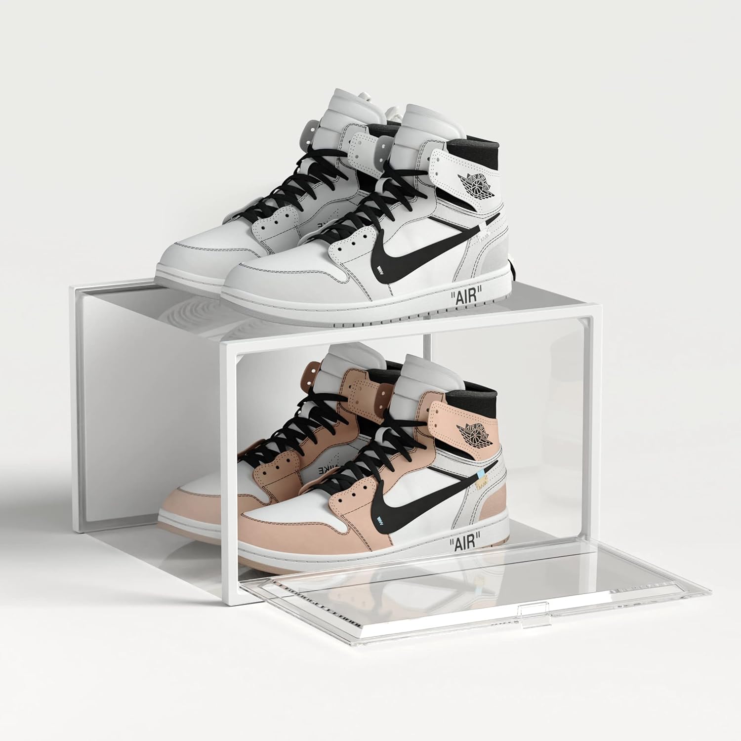 SEE SPRING 6 Pack Shoe Storage Box, Clear Plastic Stackable Shoe Organizer for Closet, X-Large Shoe Containers Bins Holders for Display Sneaker Fit up to Size 14 (Clear)