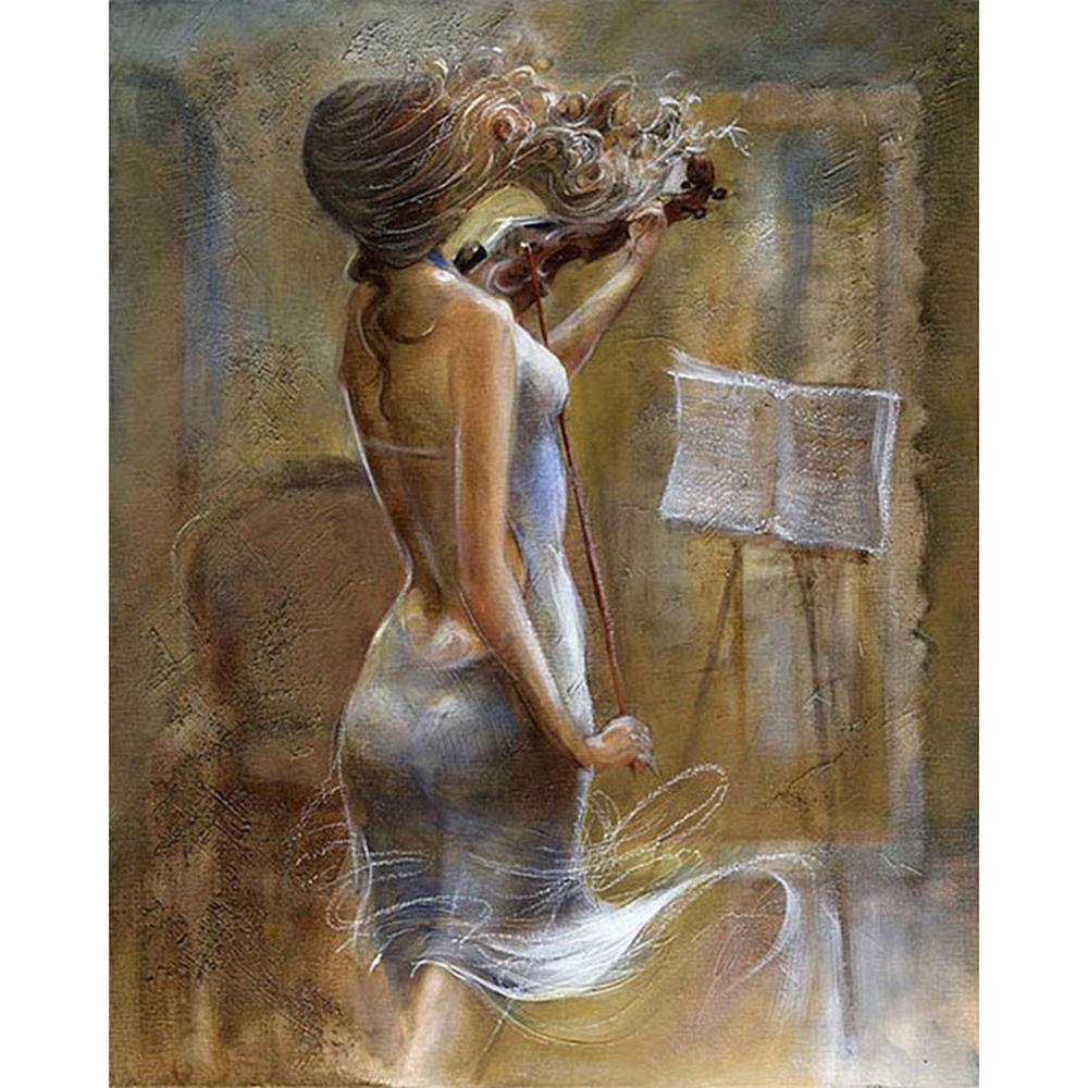 Peinture par numéros violoniste avec cadre DIY 40x50cm sur toile