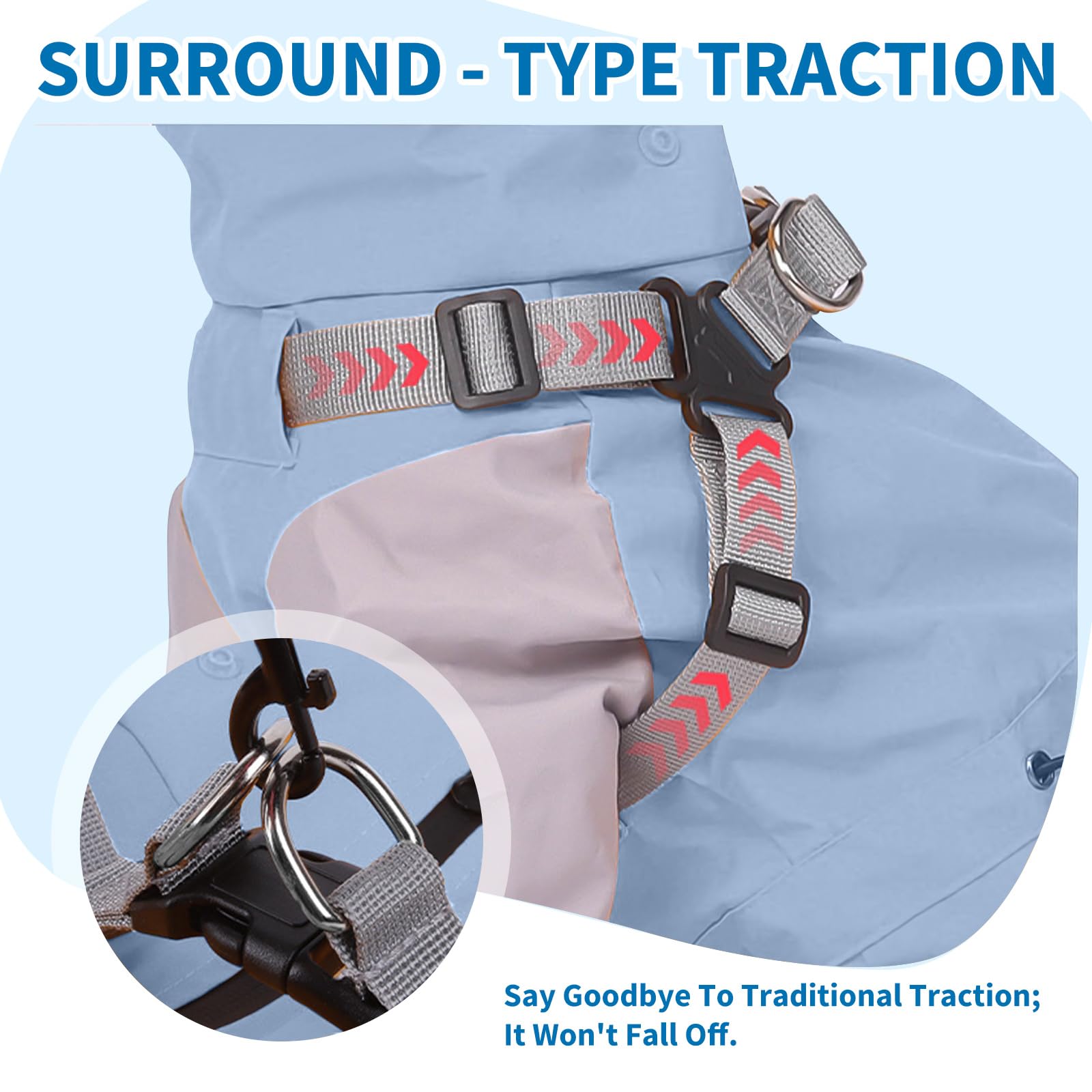 PETCUTE Impermeabile per Cani con Imbracatura Integrata, Giacca Impermeabile Leggera,Cappotto Antipioggia per Cani con Cappuccio Rimovibile,Regolabile Abbigliamento Antipioggia,Copertura Completa,M