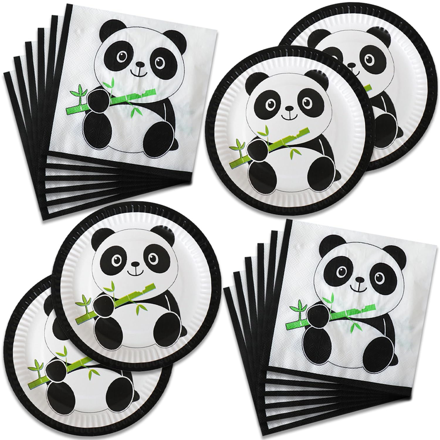 40PCS Boao Panda Party Supplies,Panda party Tableware Including Paper Cake Plates and Napkins for Birthdays Party Kids and Baby Shower