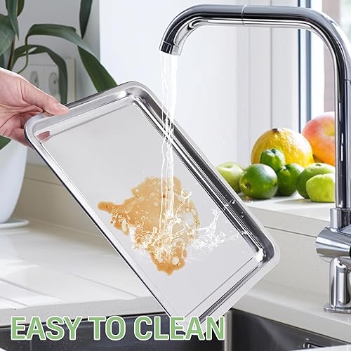 Miniatura 7 de Cesta extra gruesa para freidora de aire para horno de tamaño completo, juego de 2 unidades, cesta de aire y bandeja para crujientes, fácil limpieza