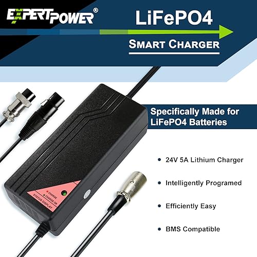 Miniatura 3 de ExpertPower Cargador de scooter eléctrico inteligente de 24 V 5 A para baterías recargables LiFePO4 de litio  XLR machohembra en línea  Go-Go Elite