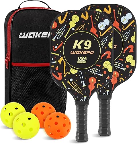 Palas de pickleball aprobadas por USAPA con superficie de fibra de vidrio con 2 paletas y 4 bolas, juego de paletas de pickleball para hombres y