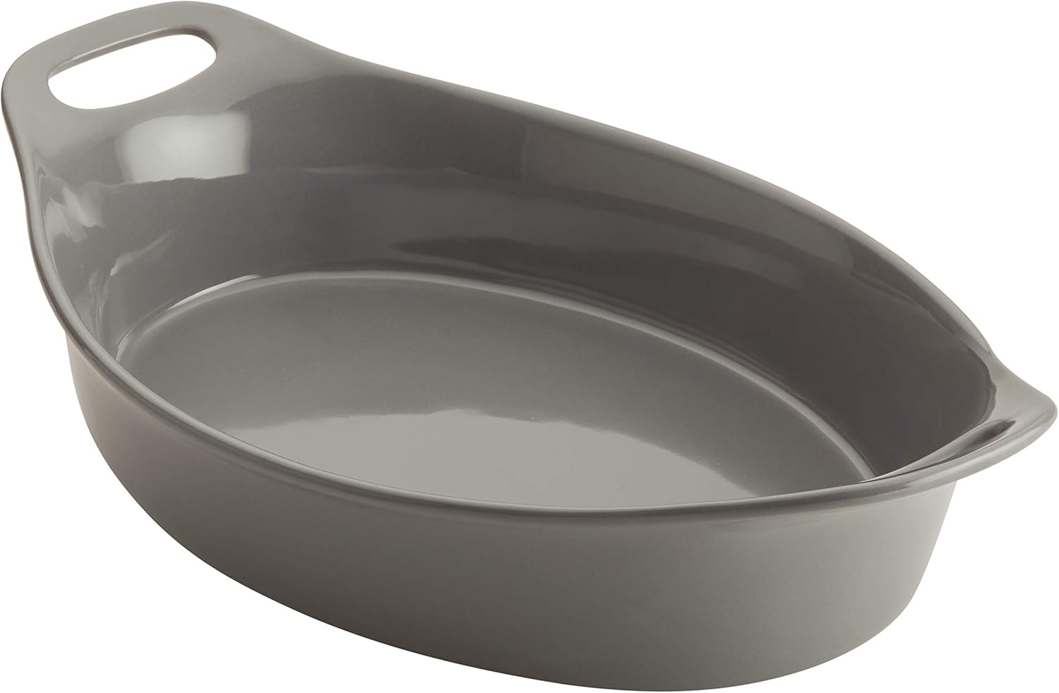 Rachael Ray Solid Glaze Ceramics Bakeware / Baking Pan, Oval - 2.5 Quart, Gray