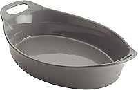 Vista 5 de Rachael Ray Ceramics Bubble and Brown Conjunto de Moldes Ovalados para Hornear, 2 Piezas, Azul Marino