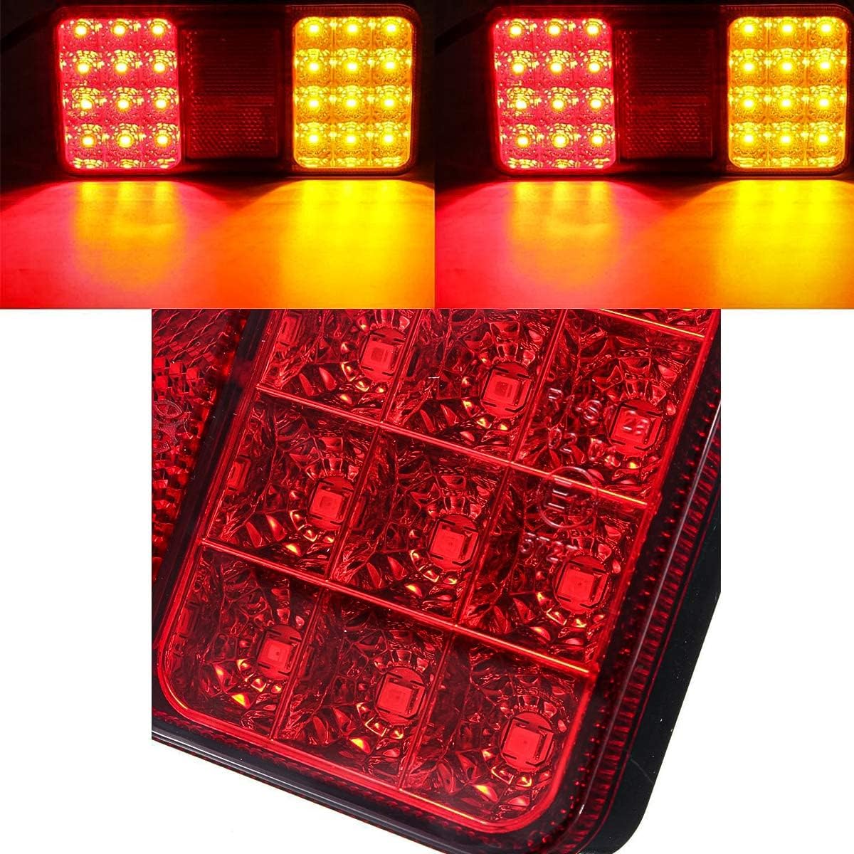 Lot De 2 Feux Arrière LED étanches 12V/24V - Feux Stop, Position Et Clignotant Intégrés - Pour Voiture, Tracteur, Remorque - 5