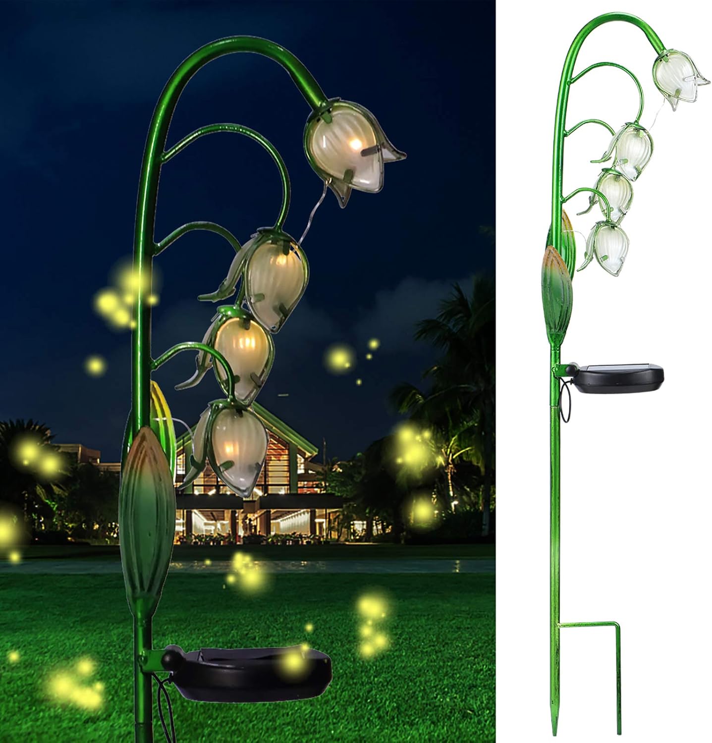 VCUTEKA Solar Garden Decor Stake Outdoor Light Glass Flower Stake for Yard Lawn Decor Backyard Decorations - Image 8