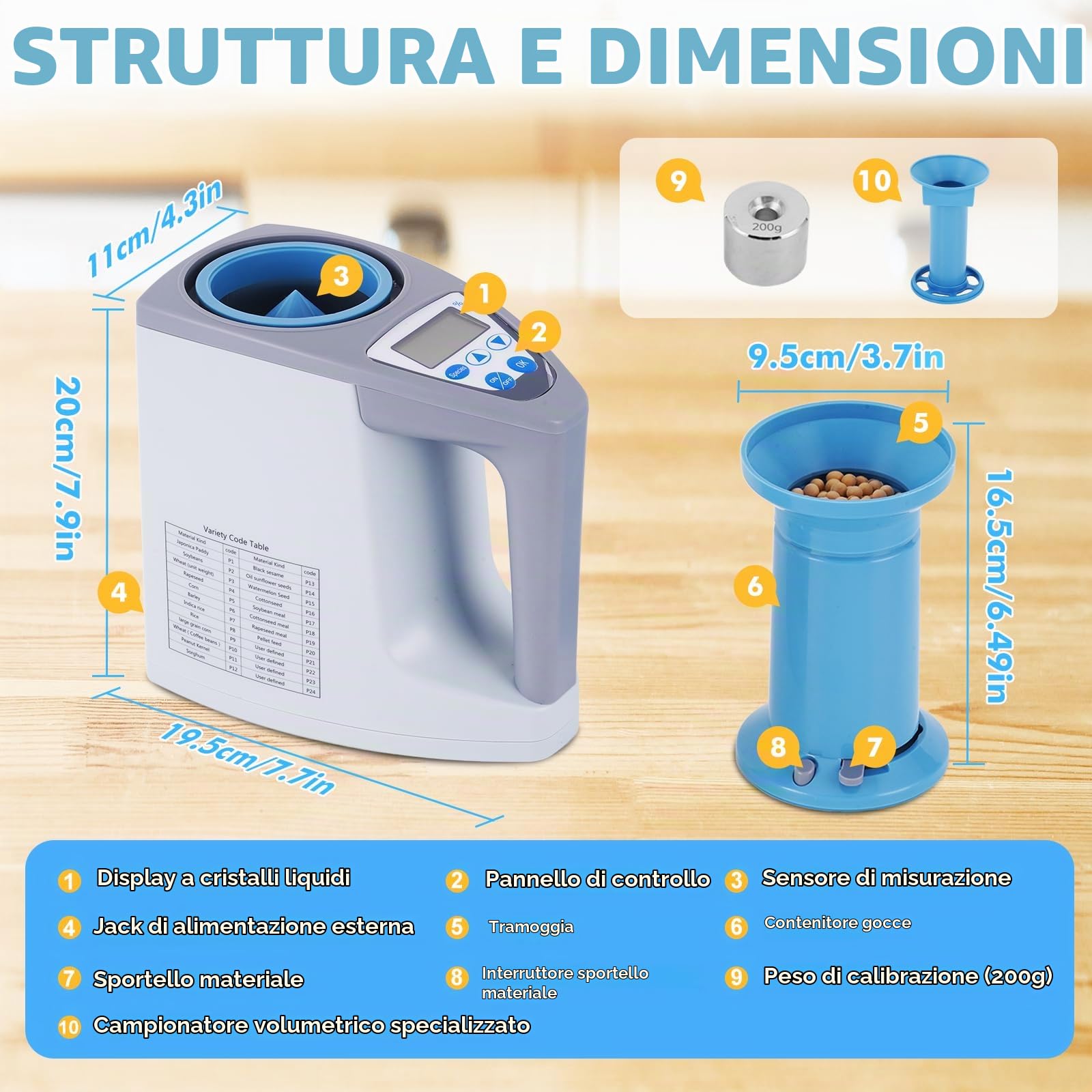 YJINGRUI Analizzatore misuratore di umidità per cereali a semi di cereali digitali LDS-1G Controllo dell'elaboratore di umidità 3~35%