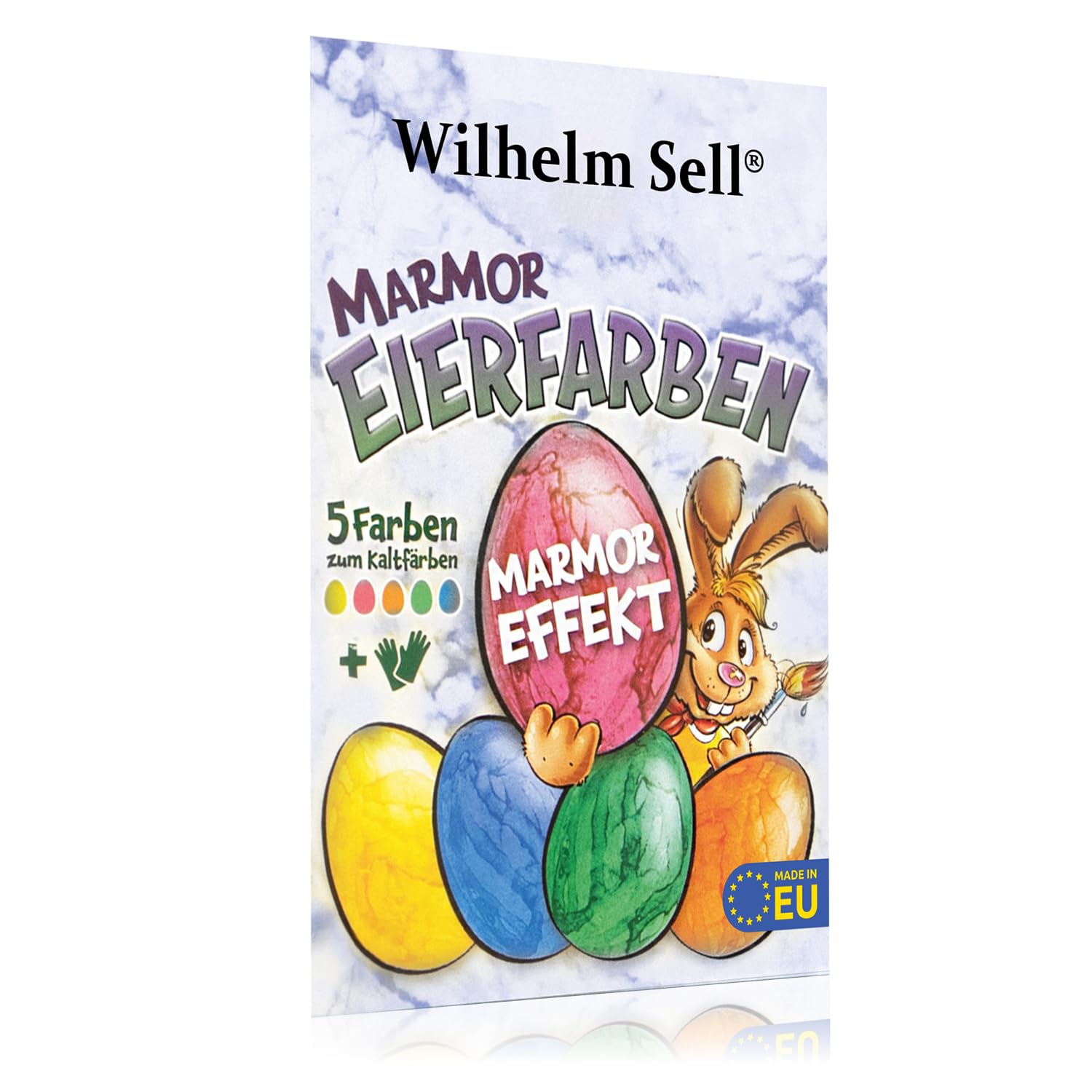 Wilhelm Sell® 5x Flüssige Marmoreffekt-Eierfarben - Perfekte Marmorierung für weiße und braune Eier - Mit Spezialhandschuhe für einfaches Kaltfärben (Bunt - Marmoreffekt)