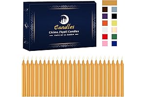 24 Pack Golden Spell Chime Candles: Unscented Taper Candles for Rituals