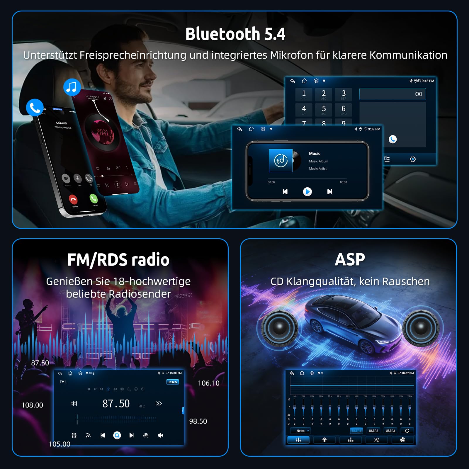 ESSGOO 4+64G Android 15 Autoradio mit Wireless Carplay und Android Auto Für Volkswagen Golf 6 2008-2016, 9 Zoll Auto Radio Display mit Bluetooth,WiFi,GPS, Mirror Link, FM, SWC