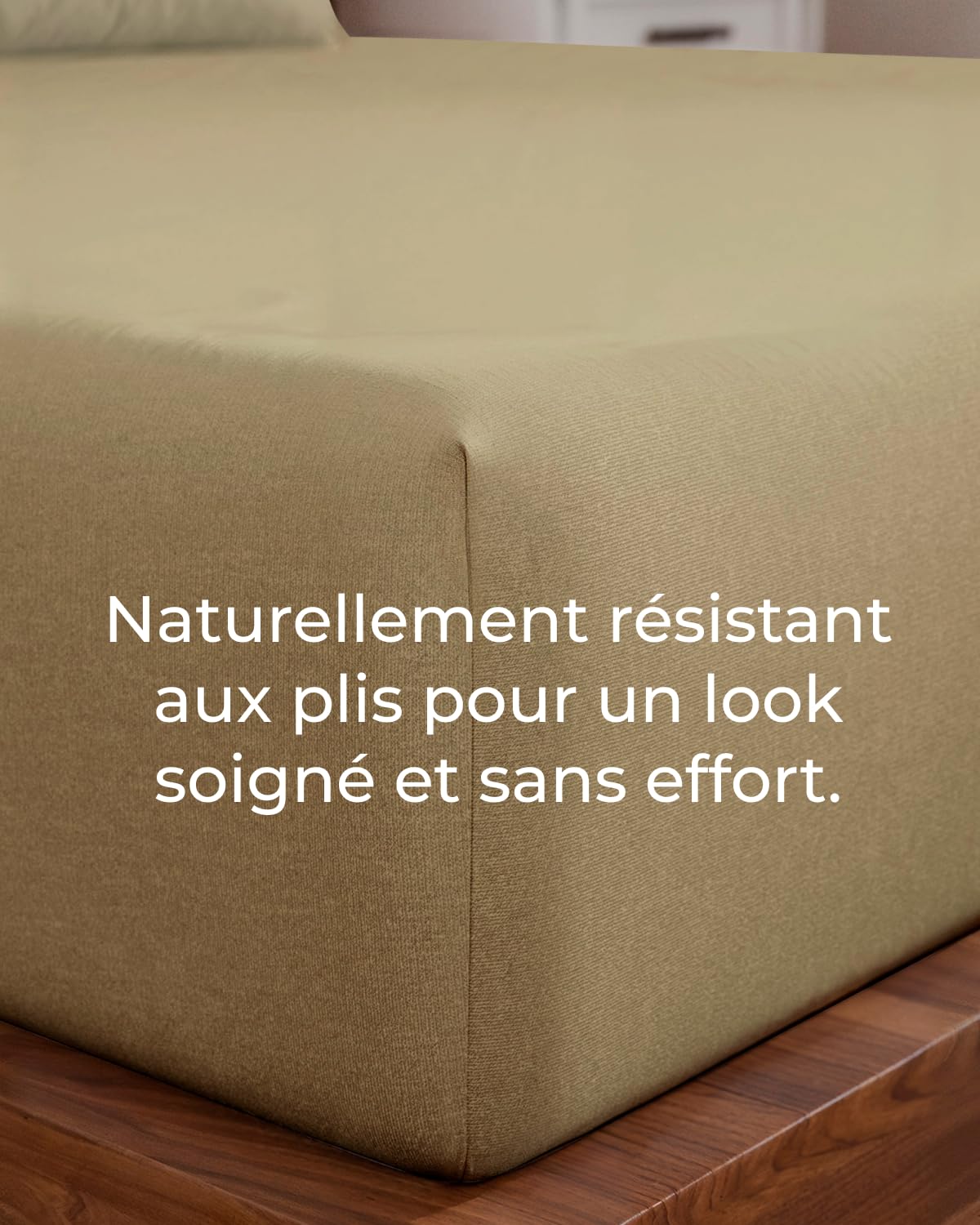 Drap Housse Jersey Coton 180x200 - Grand Bonnet 40cm (16") - Beige | Doux, Infroissable, Respirant, Hypoallergénique, Extensible, Élastique Intégral, Anti-Décoloration, Durable, OEKO-TEX